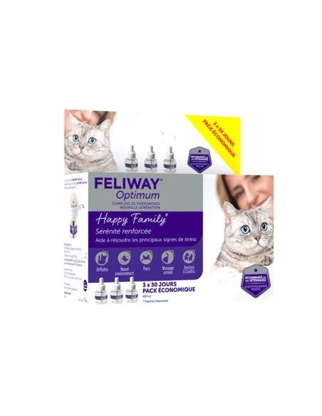 Diffuseur anti stress chat: Pack 3 recharges Feliway Optimum